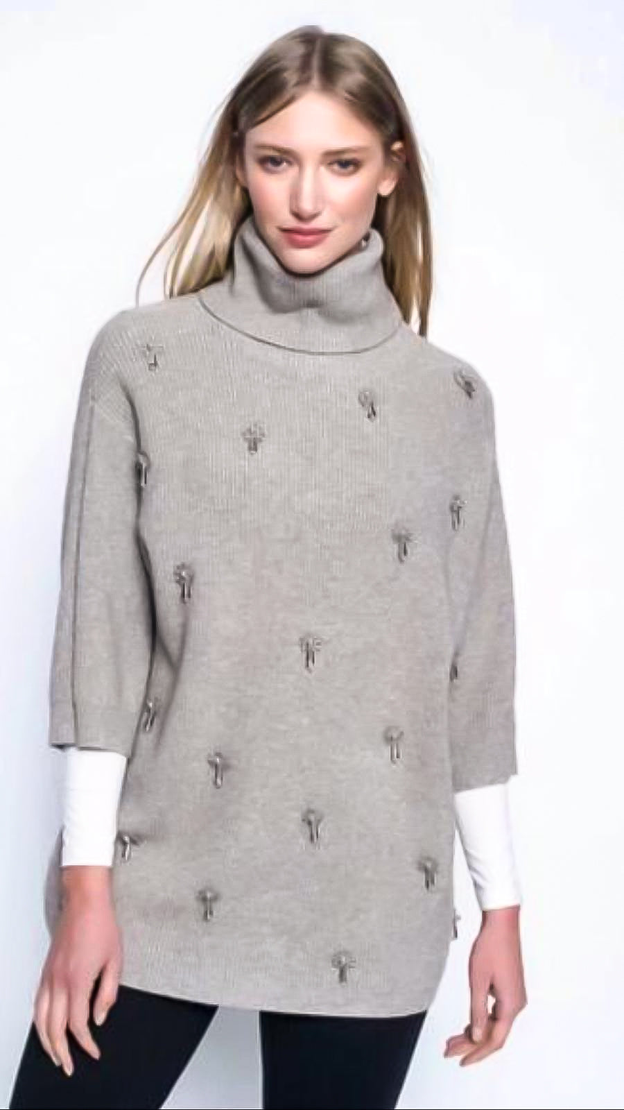 Women's Embellish turtle neck sweater  (Black)