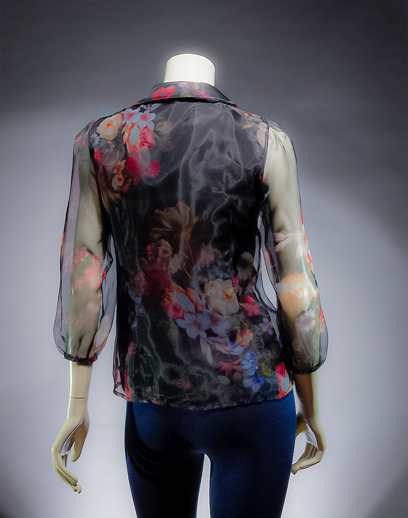 DIS MOI Black Shinny floral design Top