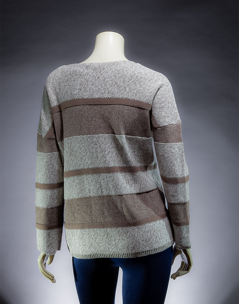 Brown Mix Striped women's Sweater