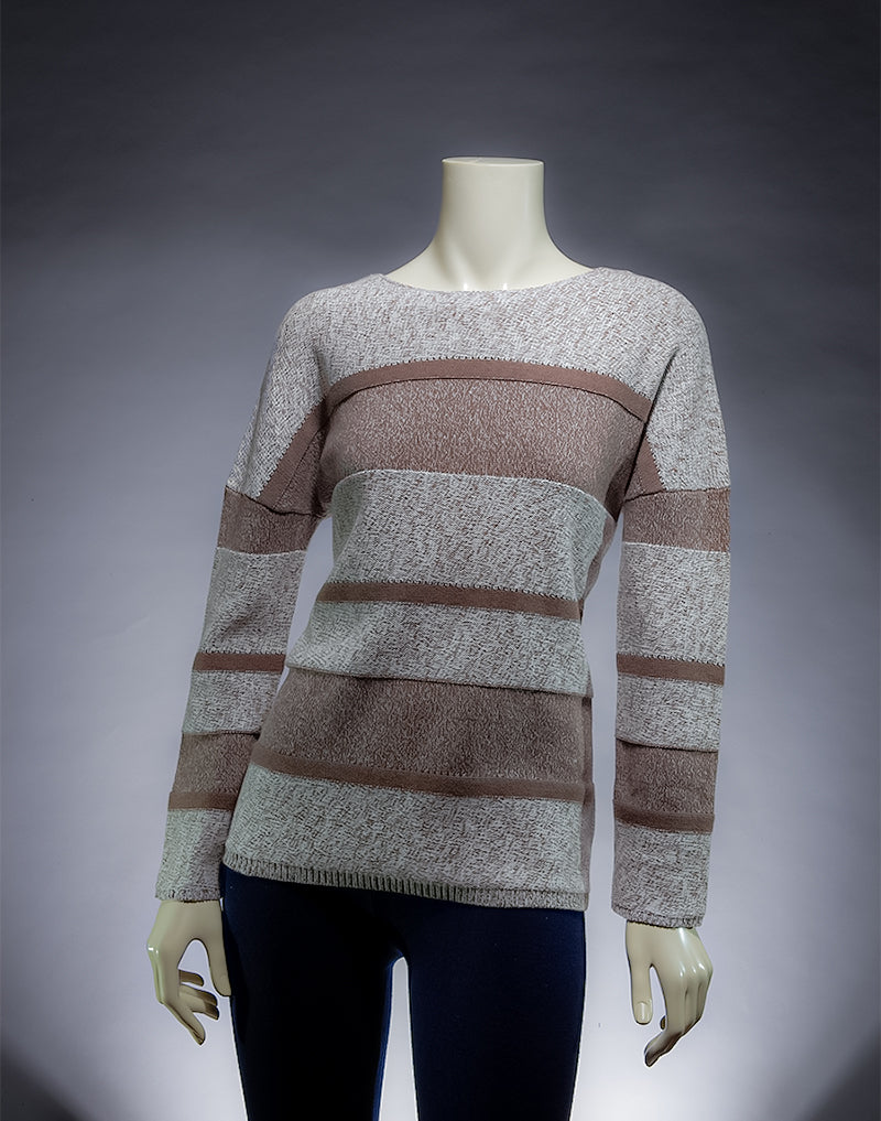 Brown Mix Striped women's Sweater