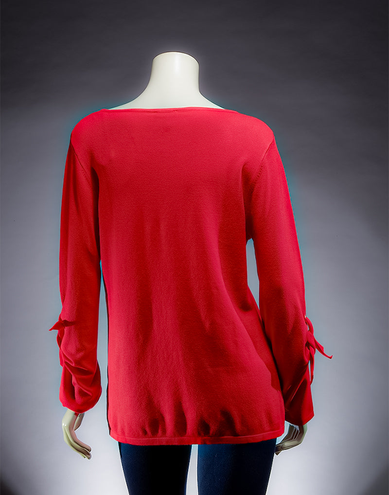 Red With Detailing On Sleeves  Women's Top