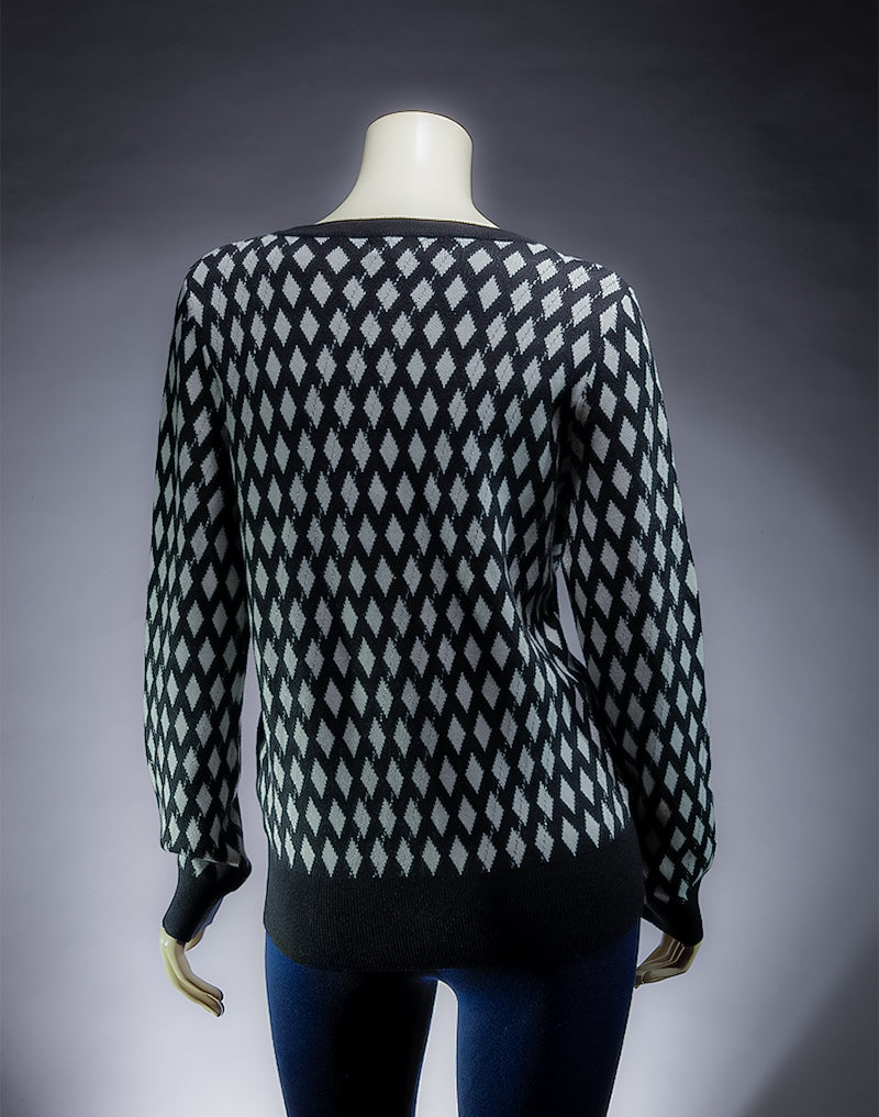 NADO Black and White Arglye women's Button Down Cardigan Style.