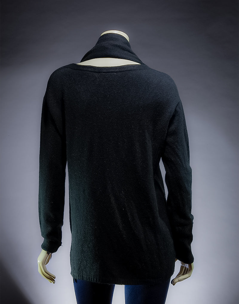 KY Milano Solid Black Soft Brush Warm Sweater.