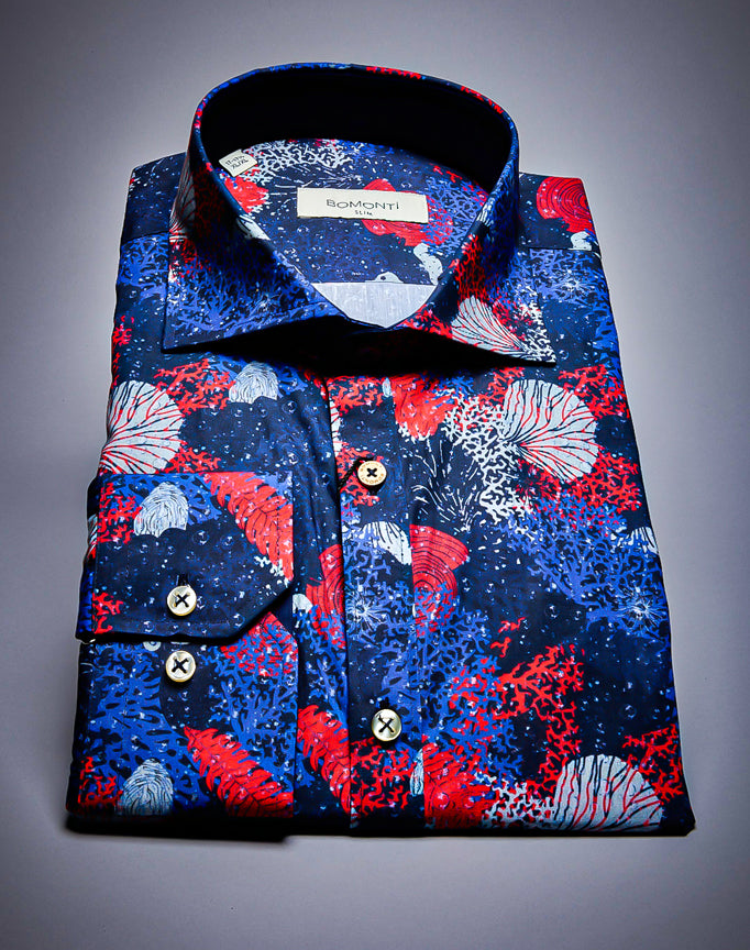 Bomonti Multi Color Floral Button Down Long Sleeve Shirt.