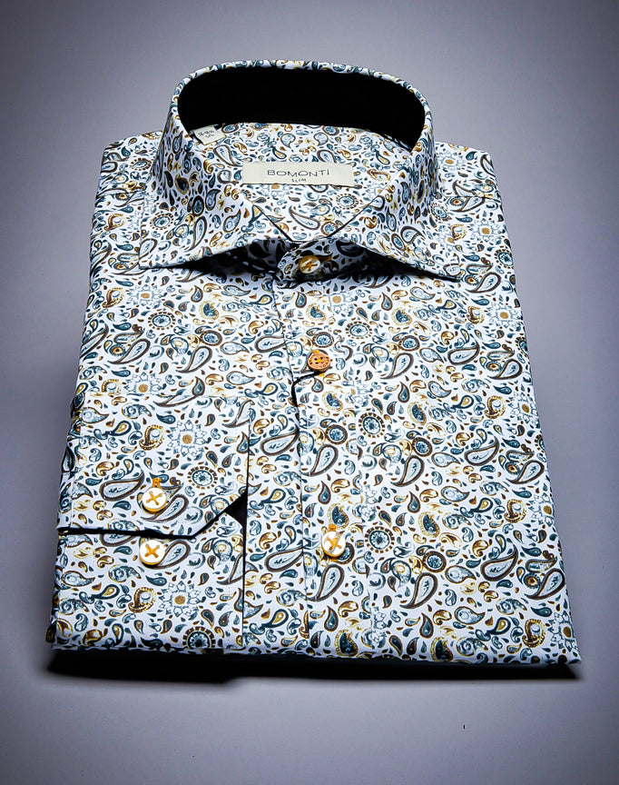 Bomonti Contemporary Fit Paisley Print Shirt  - Slim Fit.