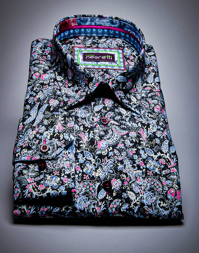 Franco Negretti Multi Color Floral Long Sleeve Shirt.