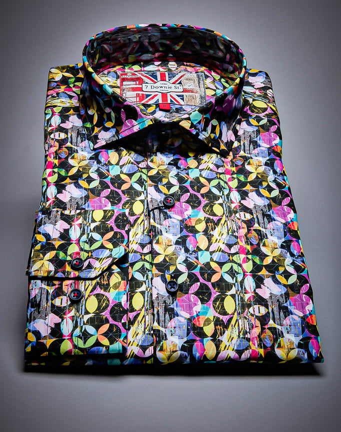 7 Downie St.  Multi Color Floral Button Down Long Sleeve Shirt.