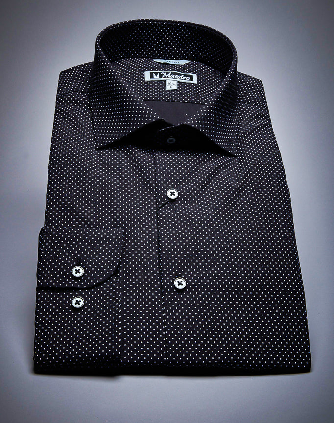 Maestro Gold Spots Button Down Long Sleeve Shirt.