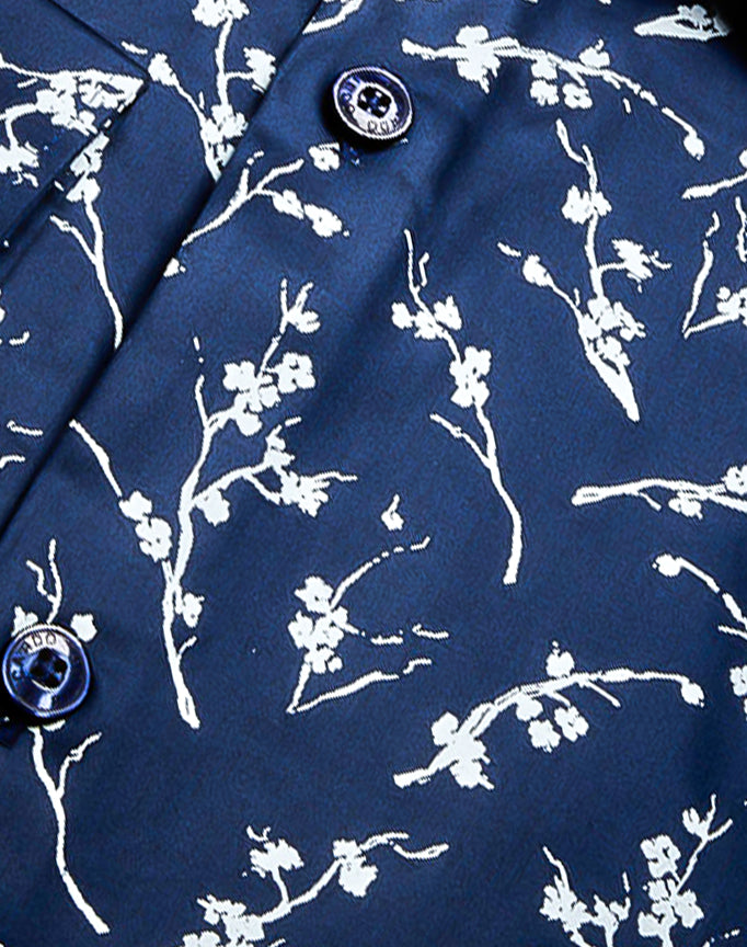 Ricardo Ricco Blue Color Floral Slim Fit Shirt. (Art: Print 36 Sf)