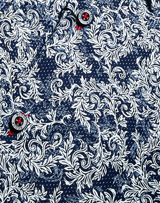 Scoop Men's Long Sleeve Contrast  Caviar Color Floral Printed Shirt.