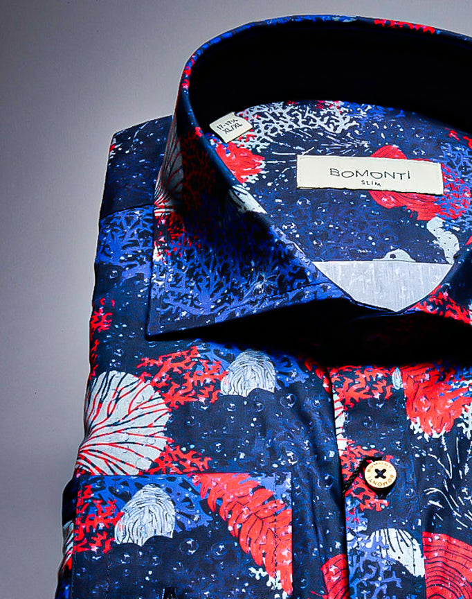 Bomonti Multi Color Floral Button Down Long Sleeve Shirt.