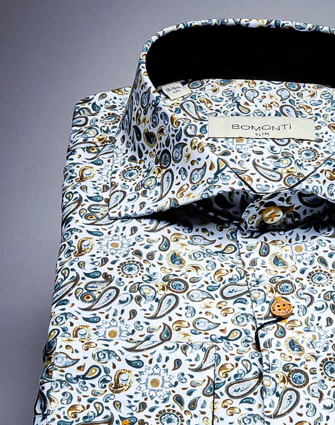 Bomonti Contemporary Fit Paisley Print Shirt  - Slim Fit.