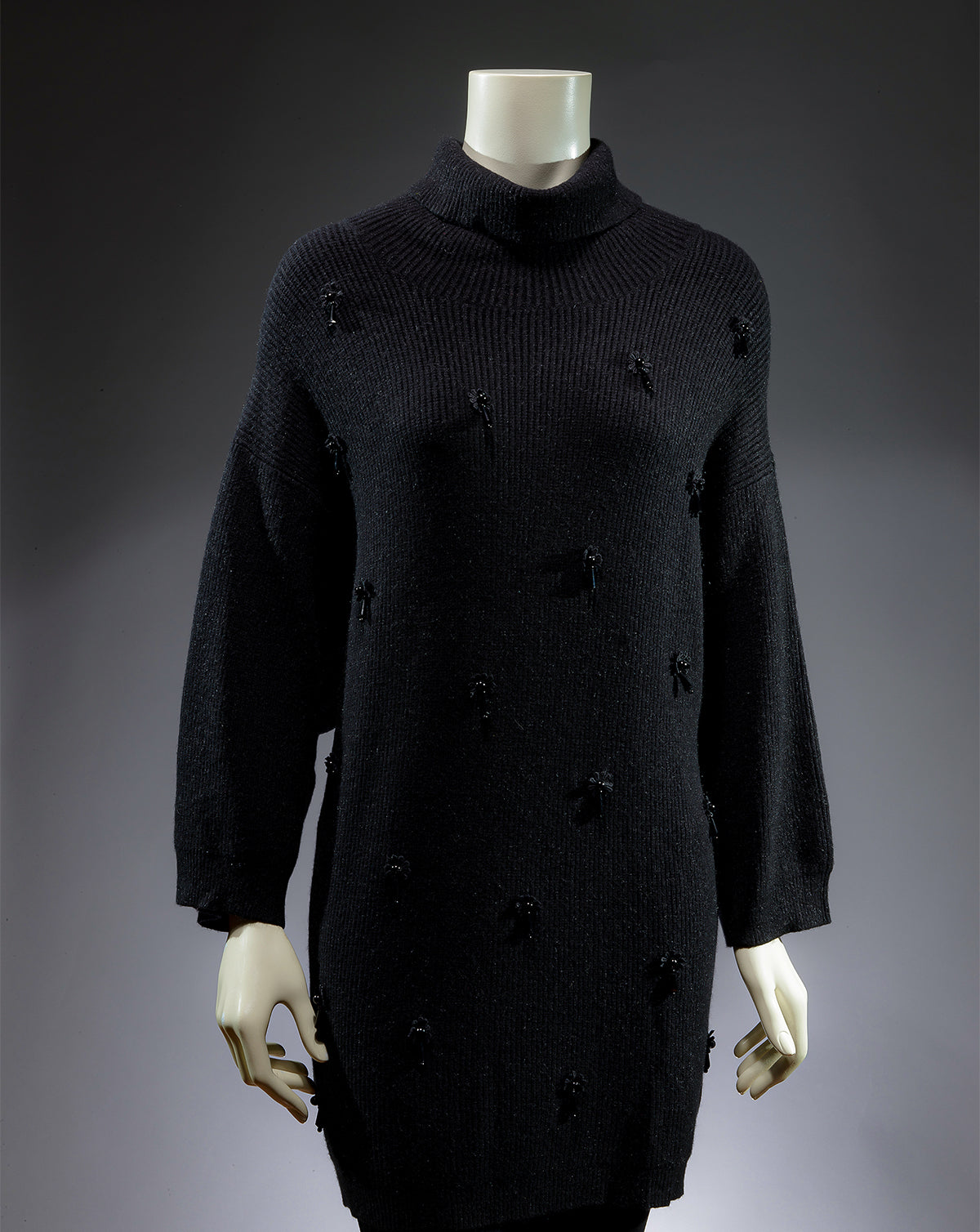 Women's Embellish turtle neck sweater  (Black)